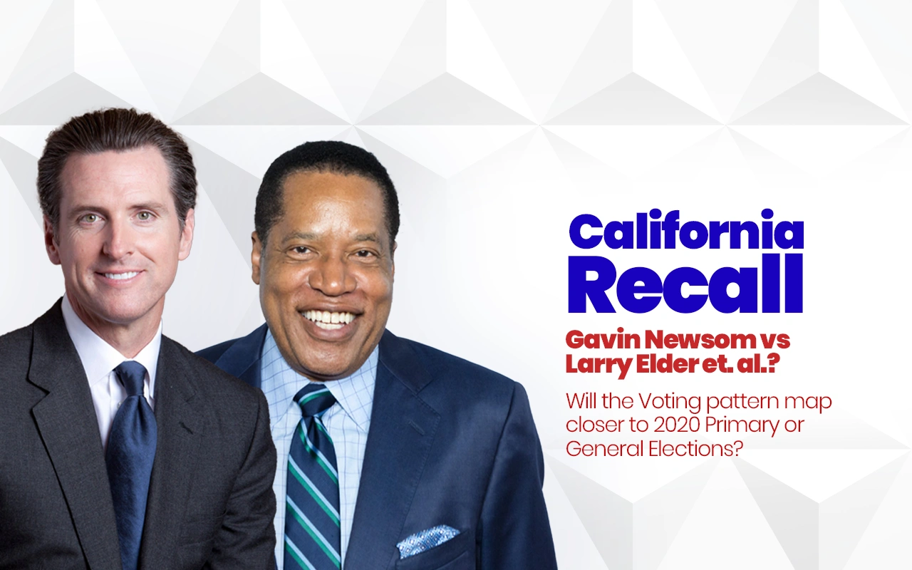 California Recall: Gavin Newsom vs Larry Elder et. al.? Will the Voting pattern map closer to 2020 Primary or General Elections?